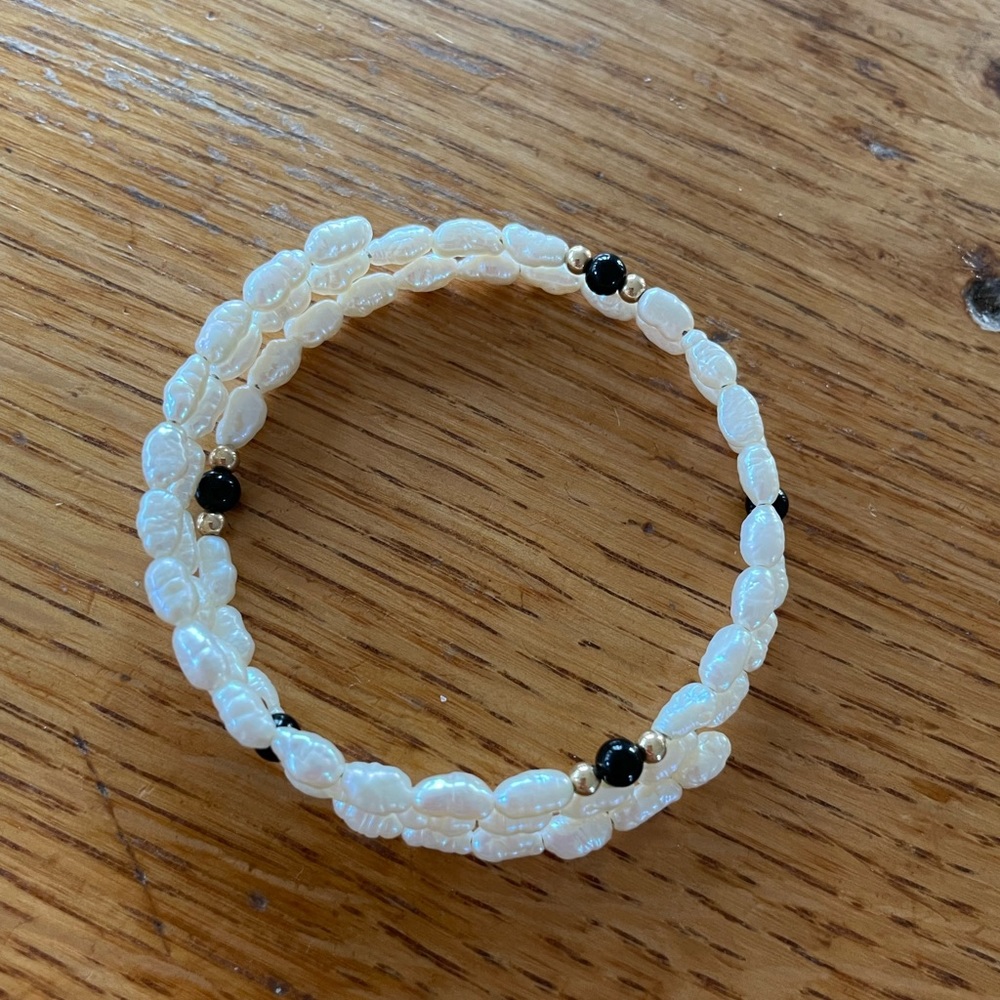 Imitation pearl wire wrap bracelet